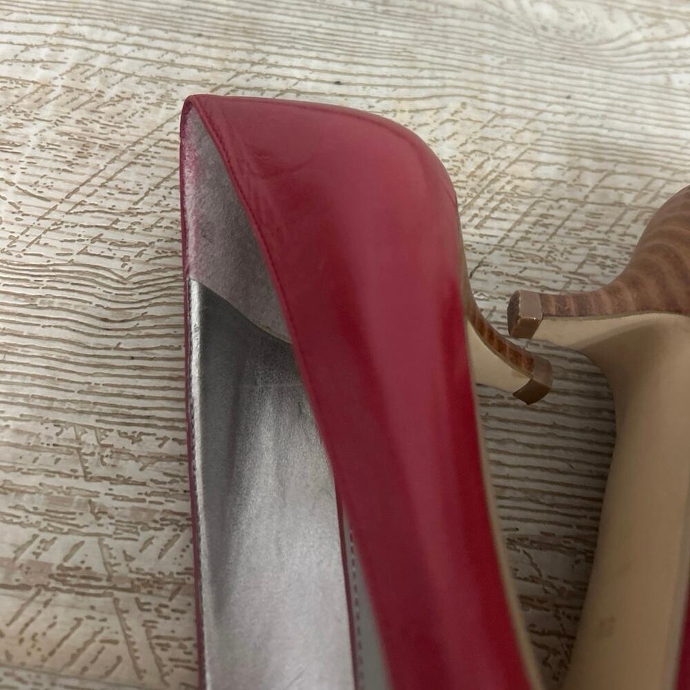 Vintage Y2K Marc Fisher Red Leather Bow Pointed Toe Cutout Kitten Heel Pumps 6 - Picture 11 of 16